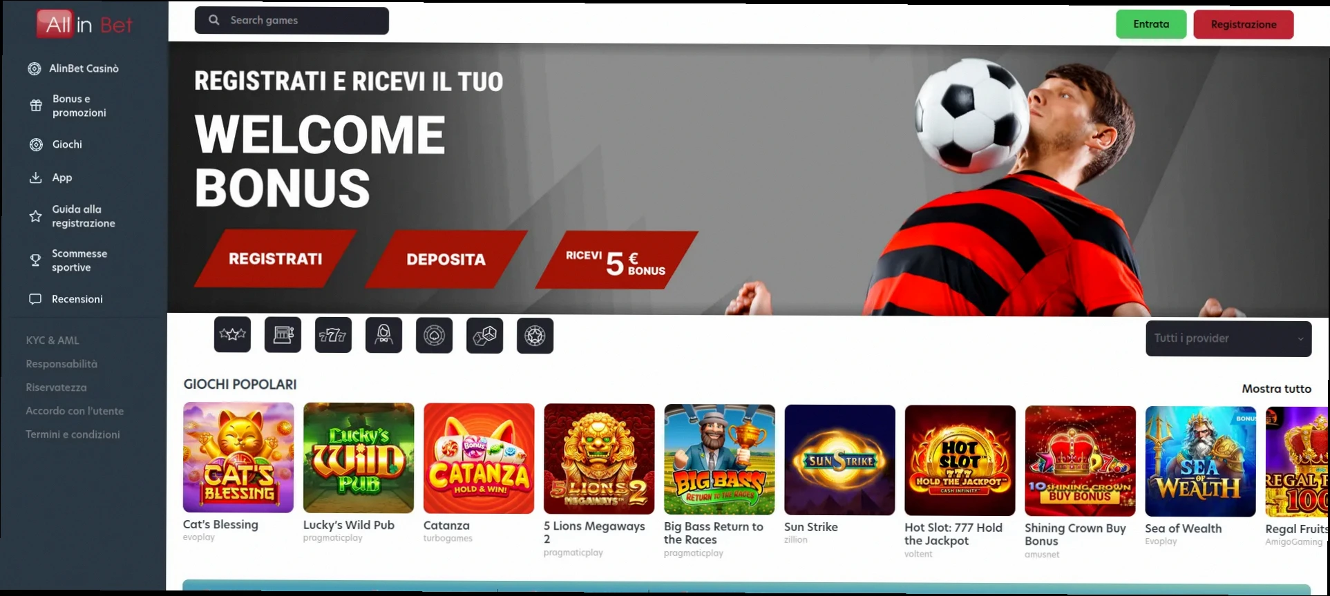 Allinbet casino con bonus fino a 2500 euro